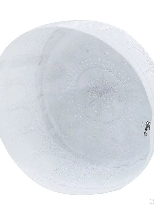 2023 Muslim Hat Cotton Embroidered Arab Men Prayer Hat Muslim Hijab Men Hijab Hat Saudi Arabia Islamic Jewish Indian Hat